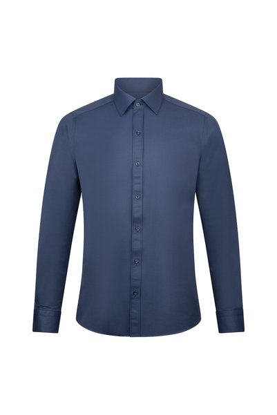 Hatemoğlu Navy Blue Slim Fit Shirt with a Slim Fit Shirt Collar and Long Sleeves