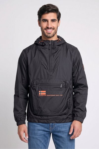 Geographical Norway Men Graphic Print Hooded Jackets, Black