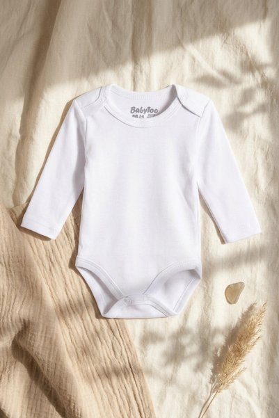 ANP MODA TASARIM 100% Natural Cotton Long-Sleeved Baby Bodysuit - Plain, No-P...