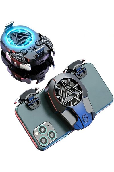 HALAMODO 2‑in‑1 Mobile Game Controller with Cooling Fan, Phone Game Triggers ...