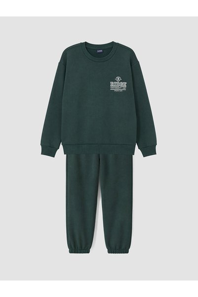 LC Waikiki Özmarka New Season Green Printed Boys' Tracksuit Set