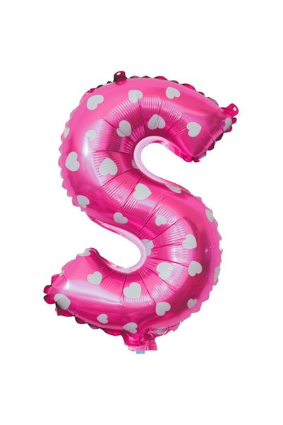 Generic Brand Balon Folie Metalizata Litera S, 40 cm, Cu Imprimeu Inimioare, ...