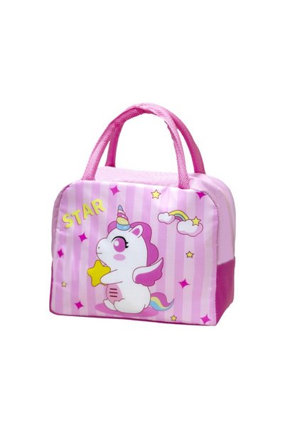 Generic Brand Insulated Bag for Kids, 23x13x19 cm, Unicorn Print Pattern, Pink