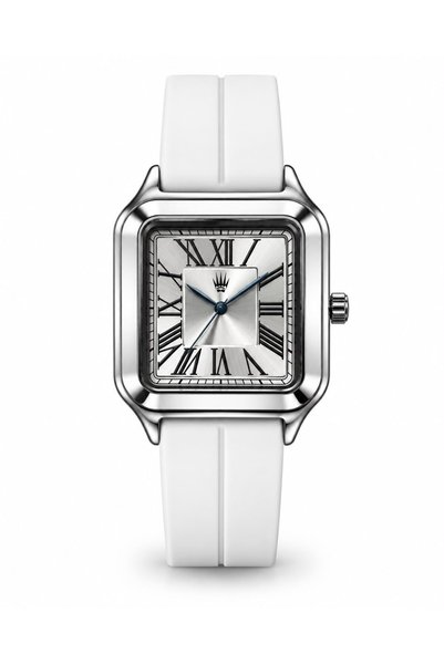 WATCHOFROYAL Square Soft Touch Strap White Wristwatch