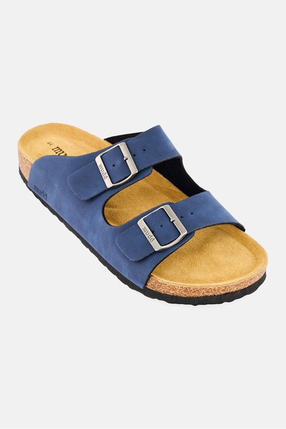 MUDD Men Slip On Cork Sandals, Navy Blue