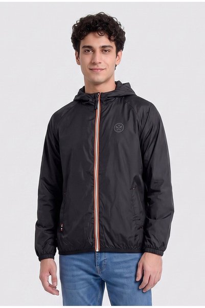 Geographical Norway Men Brand Logo Windbreaker Jackets, Black