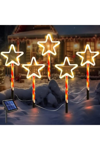 emc onshop Set de 5 lumini solare de Crăciun cu țăruș EMC ONSHOP ® , Formă de...