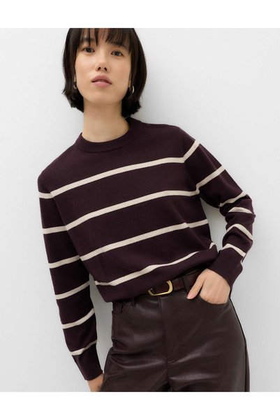 Marks & Spencer Pulover cu guler rotund, cu dungi, din fir aerisit