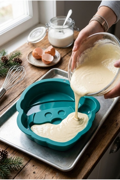 EVLE Noel Baba Kek Kalıbı Renkli 22,5 x 26,5 x 4 cm Yılbaşı Kek Kalıbı