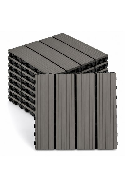 Tapetoo Home Decor Set of 10 Tapetoo® Interlocking WPC Deck Tiles, Anthracite...