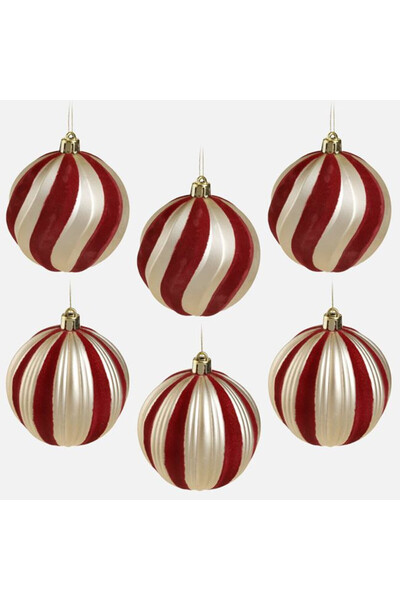 BAMI NETWORK Set 6 globuri Craciun mate bordo sampanie Ø8cm decor festiv