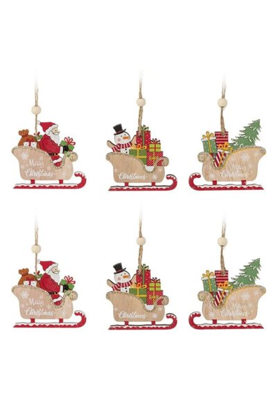 BAMI NETWORK Set ornamente brad Craciun sanii lemn 8cm sarbatori