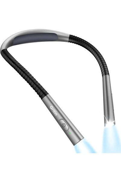 Gritin Book Light, Eye Caring 4-Color&5-Brightness Neck Light Reading Light