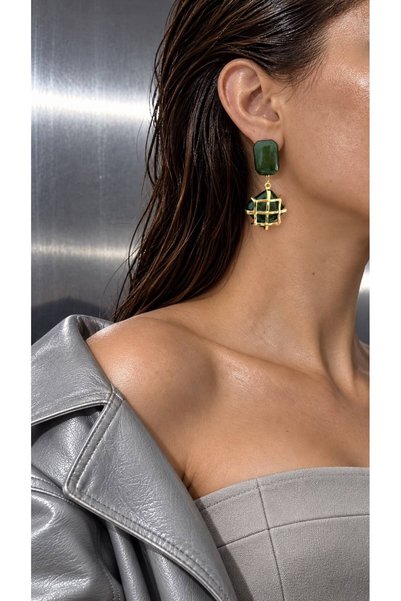 Store Diva Charm Green Gold-Toned Stylish Women's Earrings