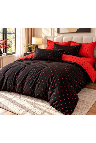 JOJO HOME Lenjerie de Pat Dublu, Jojo Home, Cearsaf fara Elastic, Finet, 6 pi...