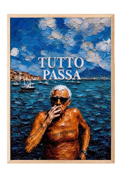 Postifull TUTTO PASSA Poster – Wood-Framed Artwork No. 160517