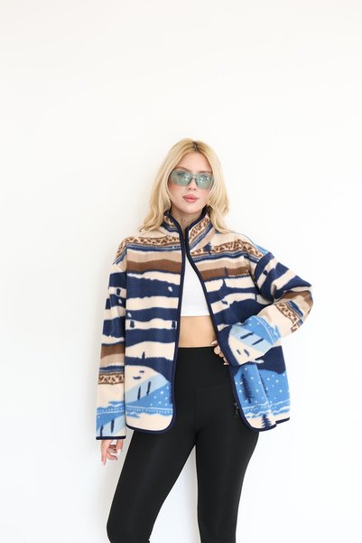 Siyezen Patterned Fleece Jacket