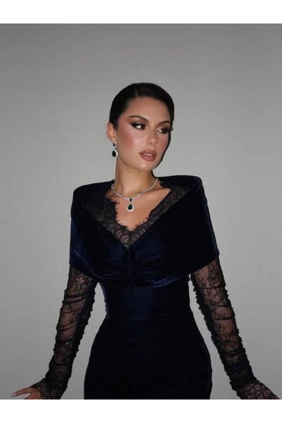 Lumiva فستان مخمل كحلي