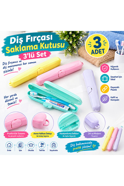 Generic Brand 3-delni set kutija za odlaganje četkica za zube – plastični drž...