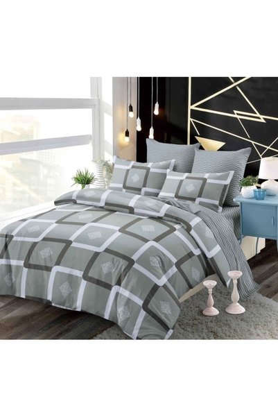OEM Double Bed Linen, Spring, Fitted Sheet, 6 pieces, Geometric Print, 2 peop...