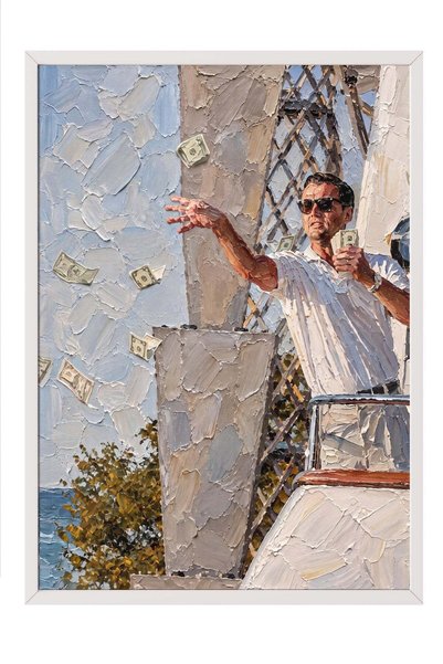 Postifull "Money-Spewing Man" Figure Poster – White-Framed Artwork No. 160516