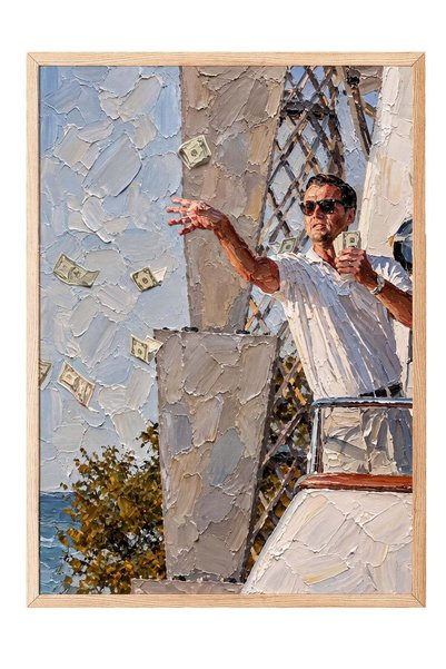 Postifull "Money-Spewing Man" Figure Poster – Wood-Framed Artwork No. 160516