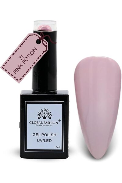 GLOBAL FASHION Professional Black Elite Gel Nail Polish 071 Pink Potion (Dust...