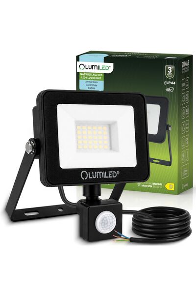 Lumiled ZUNA3 20W 2400lm 6500K IP44 Proiector LED cu senzor de mișcare, negru