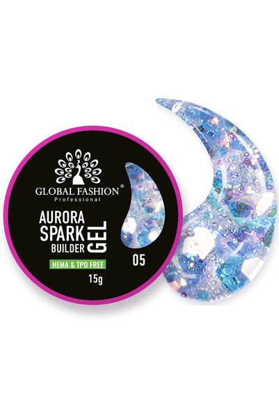 GLOBAL FASHION Professional Global Fashion Aurora Sparkle Builder Gel for Nai...