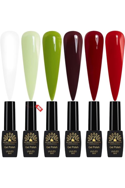 GLOBAL FASHION Professional Black Elite Gel Nail Polish Set Bold Harvest, 6 x...