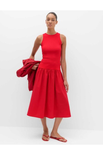 Marks & Spencer Rochie midi din jerseu reiat cu talie joasă