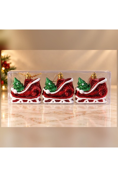 HEDİYE FİKRİ New Year's Christmas Tree Ornaments with Santa Claus Sleigh Figu...