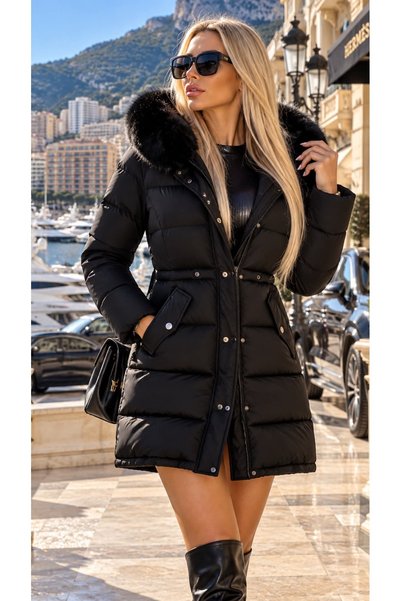 Woman's Fashion Μαύρο γούνινο παλτό