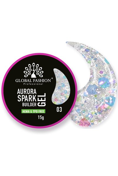 GLOBAL FASHION Professional Global Fashion Aurora Sparkle Builder Gel for Nai...