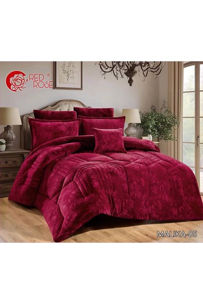 REDROSE COLOR Queen Duvet 1/2 Winter Fur Quilted - Double Sided with Fixed Fi...