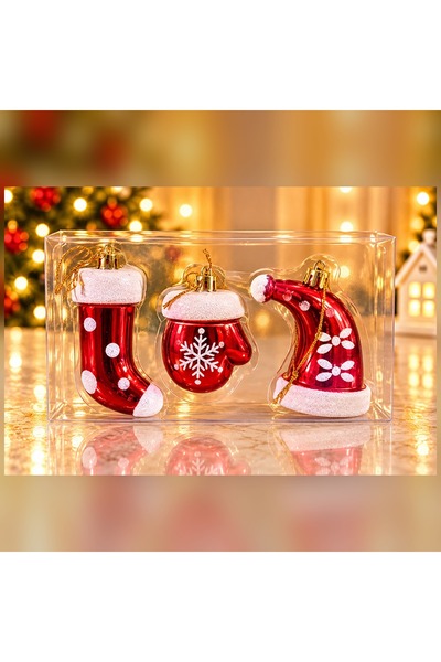 HEDİYE FİKRİ New Year's Stocking-Style Christmas Tree Ornaments with Ball and...