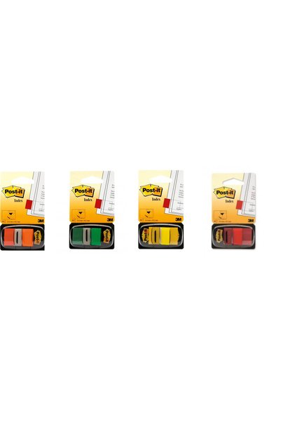3M POST-IT INDEX 680 YELLOW, GREEN, ORANGE, RED