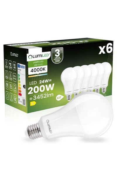 Lumiled 6x Bec LED E27 A67 24W = 200W 3452lm 4000K Neutru 260 °