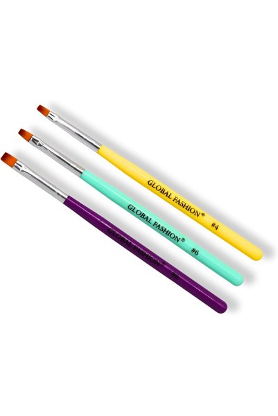 GLOBAL FASHION Professional Nail Art Brush Kit with Flat Gel Polish Art Brush...