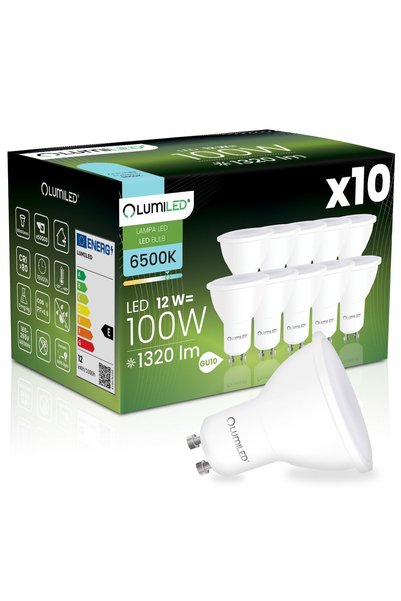 Lumiled 10x Bec LED GU10 Spot PAR16 12W = 100W 1320LM 6500K Alb Rece 120 °
