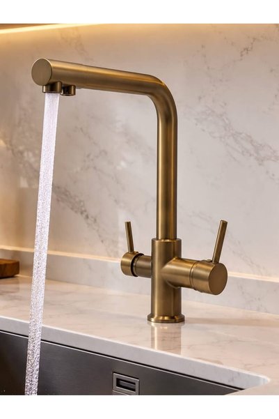 Flora Antik Renk 3 Yollu Arıtmalı Mutfak Bataryası Modern Tasarım