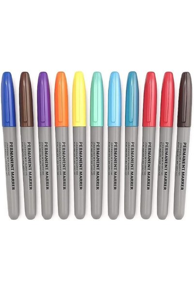 Bareuther مجموعة أقلام تحديد دائمة - 12 لونًا متنوعًا، برأس رصاصي 2-3 مم، أقل...