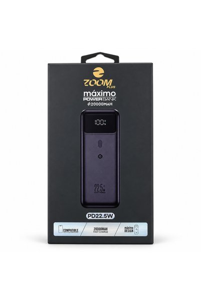 Zoom Plus Maximo 20000mAh Power Bank with 22.5W Fast Charging & Digital Display
