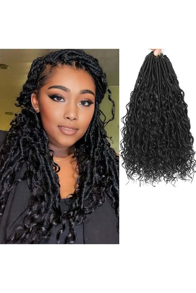 OtherMax Extensii Păr Sintetic Realist Faux Locs Crochet Negru 60 cm