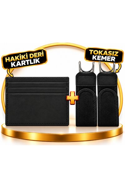lovegame Hakiki Deri Kartlık ve Tokasız Kemer