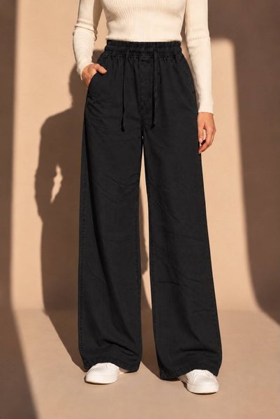 BASEL.CO Women's Relaxed-Fit, Lightweight, Wide-Leg Fabric Jogger Pants