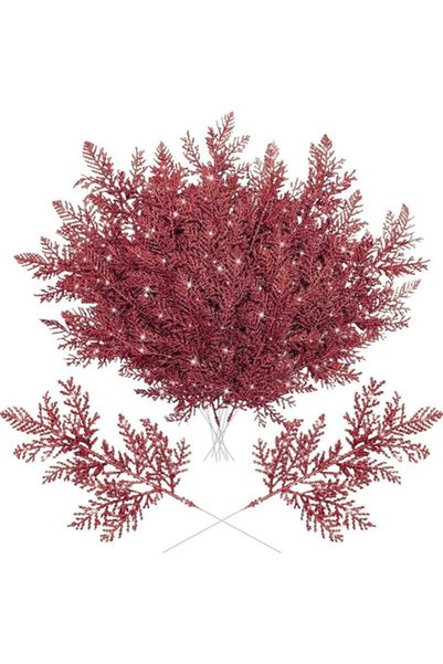 Choice 10Pcs Red 5/10Pcs Christmas Decortions Glitter Leaves Hanging Christma...