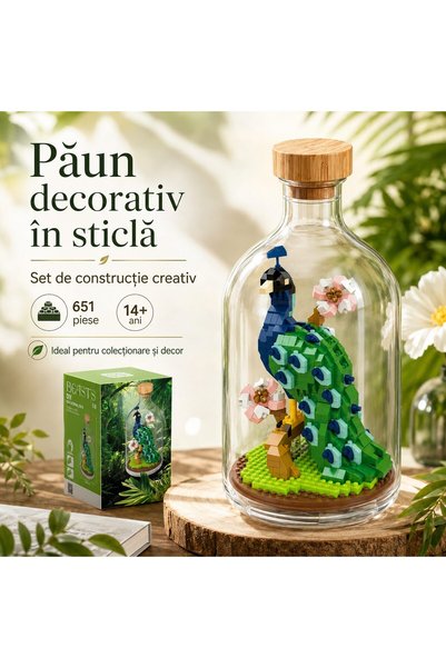 Generic Brand Set de Construit în Sticlă Decorativă, Model Păun, 651 Piese Mi...