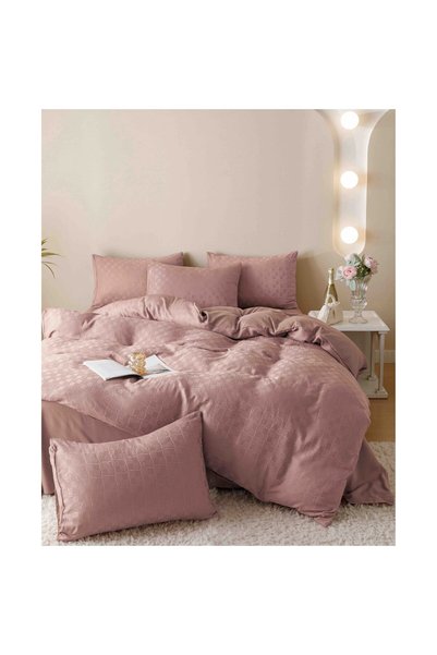 OEM Bed linen, Jacquard, 6 pieces, 2 people, 230x250 cm, pink