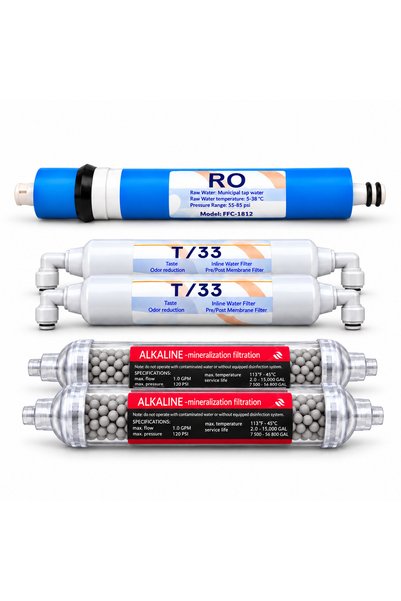 Aquaroo Set 5 cartușe RO 50 GPD, postcarbon, mineralizator alcalin, trepte 4-...